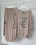 Костюм літній жіночий (футболка та спідниця) бежевий. XL, XXL, 3XL, фото 7