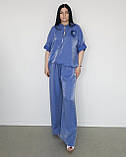 Костюм літній жіночий (кофта та брюки) синій. XL, XXL, 3XL, фото 2