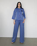 Костюм літній жіночий (кофта та брюки) синій. XL, XXL, 3XL, фото 3
