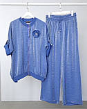 Костюм літній жіночий (кофта та брюки) синій. XL, XXL, 3XL, фото 7
