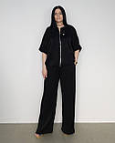Костюм літній жіночий (кофта та брюки) чорний. XL, XXL, 3XL, фото 5