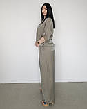 Костюм літній жіночий (кофта та брюки) хакі. XL, XXL, 3XL, фото 3