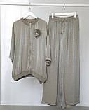Костюм літній жіночий (кофта та брюки) хакі. XL, XXL, 3XL, фото 6