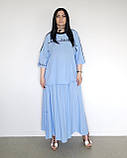 Костюм літній жіночий (футболка та спідниця) блакитний. XL, XXL, 3XL, фото 3