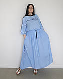 Костюм літній жіночий (футболка та спідниця) блакитний. XL, XXL, 3XL, фото 5