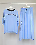 Костюм літній жіночий (футболка та спідниця) блакитний. XL, XXL, 3XL, фото 7