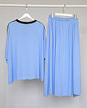 Костюм літній жіночий (футболка та спідниця) блакитний. XL, XXL, 3XL, фото 8