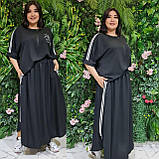 Костюм літній жіночий (блуза та спідниця) чорний. XL, XXL, 3XL, фото 8