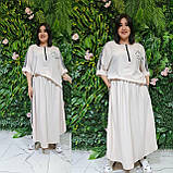 Костюм літній жіночий (блуза та спідниця) світло-бежевий. 3XL, фото 8