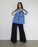 Костюм літній жіночий (кофта та брюки) синій / чорний. XL, XXL, 3XL, фото 5