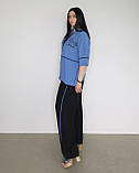 Костюм літній жіночий (кофта та брюки) синій / чорний. XL, XXL, 3XL, фото 6