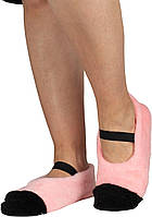 Жіночі домашні капці пінетки з вовни утеплені рожеві з чорним закритим носком 41