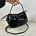 Лакова шкіряна сумка багет Lanvera С101-КТ-4360 Чорна, фото 4