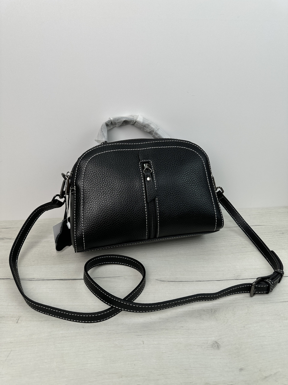 Шкіряна квадратна сумка бочонок Lanvera с102-кт-840 Чорна, фото 1