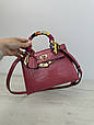 Шкіряна сумка з однією ручкою фактура крокодил 22см КТ-813-22 Малинова, фото 3