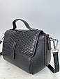 Шкіряна сумка форма трапеція під крокодила Lanvera-3040-С101 Чорна, фото 5