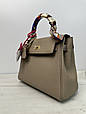 Шкіряна сумка з ручкою 25см / золота фурнітура КТ-815-25 Бежева, фото 2