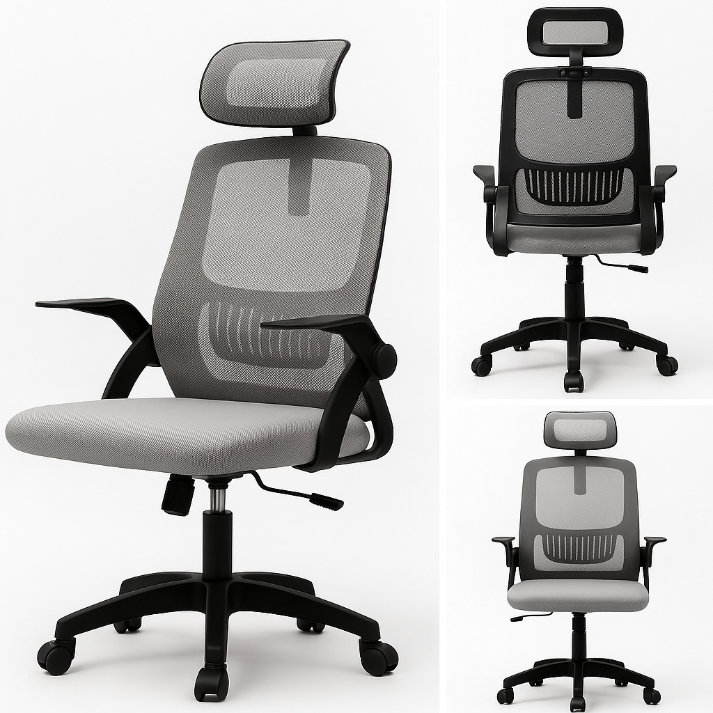 Крісло Diego ErgoFlex сітка чорно-сіре, фото 1