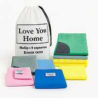 Набір з 9 серветок для прибирання "Блиск скла" LoveYouHome