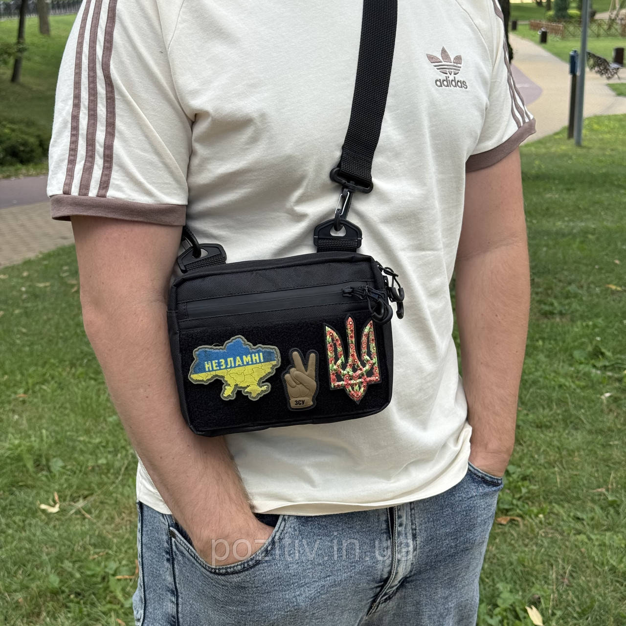 Тактична чоловіча сумка месенджер через плече з велкро-панеллю для шевронів mini, фото 1