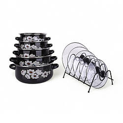 Набір емальованих чорних кастрюль 5 шт.