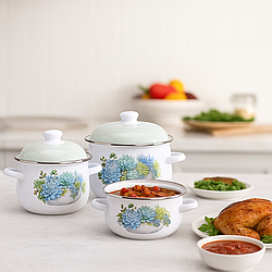 Преміальний набір емальованих каструль Edenberg (3 шт.)