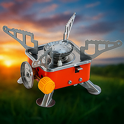 Газова плитка портативна "Пікнік" 202 з п’єзопідпалом, 1.2 кВт, для балона, в чохлі, 400 г