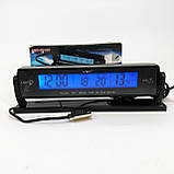 Автомобильные часы с подсветкой VST-7013V вольтметр, 2 термометра Авточасы с выносным термометром IA-33, фото 7