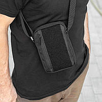 Сумка на плече Signum Patch чорна з Velcro | Компактний чоловічий месенджер | Барсетка