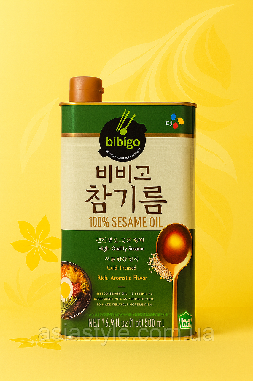 Олія кунжутна, Масло кунжутное, Sesame oil, Bibigo, 500 мл, Корея, Ют, фото 1