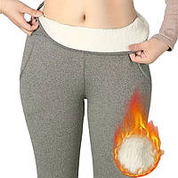 Штани лосини теплі зимові з кишенями р.XL Світло-сірий