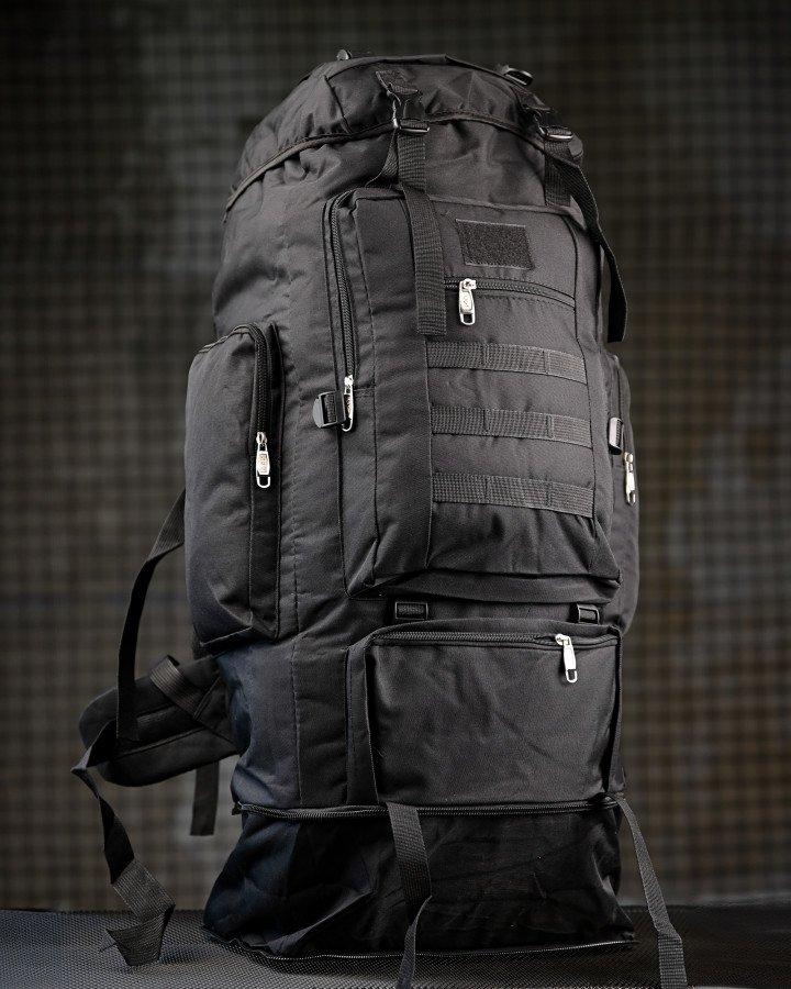 Мілітарі рюкзак туристичний 100 л Plentsfil чорний, військовий тактичний рюкзак для походів, армійський рюкзак