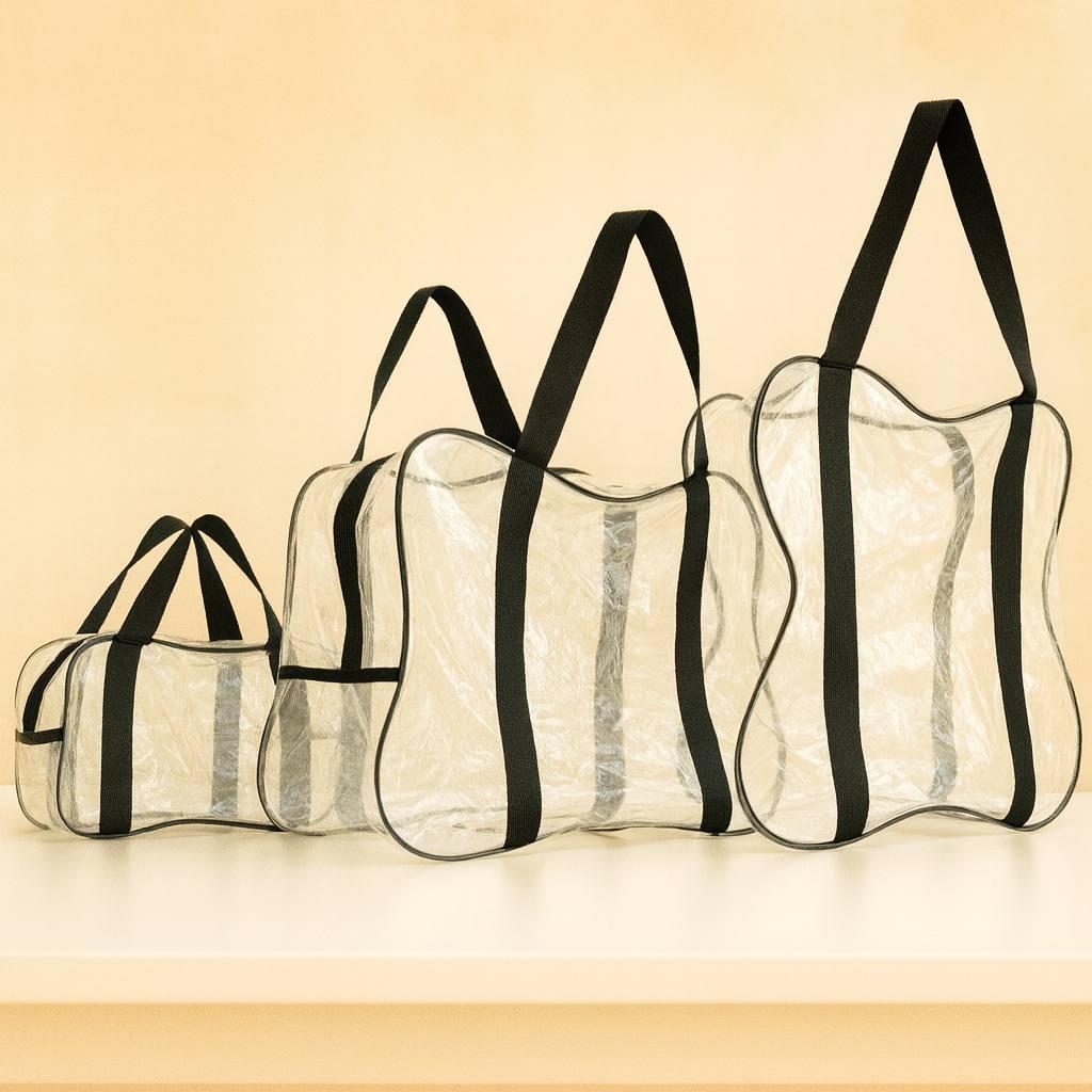 Набір сумок в пологовий будинок прозорі S, M, L міцні органайзери для майбутньої мами для породіллі BST чорний, фото 1