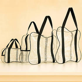 Набір сумок в пологовий будинок прозорі S, M, L міцні органайзери для майбутньої мами для породіллі BST чорний