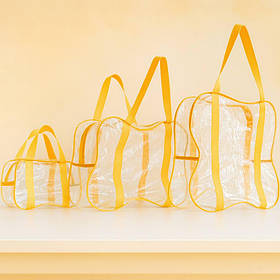 Набір сумок в пологовий будинок прозорі S, M, L міцні органайзери для майбутньої мами для породіллі BST жовтий