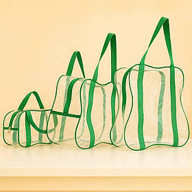 Набір сумок в пологовий будинок прозорі S, M, L міцні органайзери для майбутньої мами для породіллі BST зелений