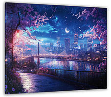 Картина на полотні Mako Місто під покровом сакури 50x70 см Різнобарвний (MK10520_5070)