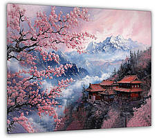 Картина на полотні Mako Будинок серед сакур 50x70 см Різнобарвний (MK10530_5070)
