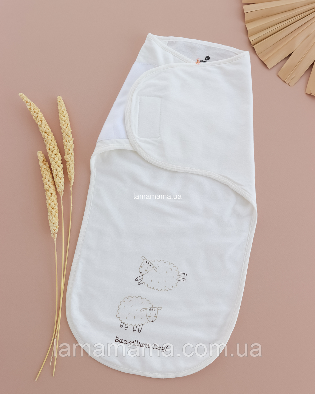 Тепла євро-пелюшка на липучках 0-3 міс. (56-62 см) Пухнасті історії Футер з начісом, молочний, фото 1