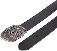 Шкіряний чоловічий ремінь чорний LEVI'S з великою пряжкою, фото 7