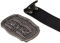 Шкіряний чоловічий ремінь чорний LEVI'S з великою пряжкою, фото 8