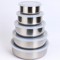 Набір судків для їжі UNIQUE UN-1515, 5 шт, контейнери із нержавіючої сталі з герметичними кришками