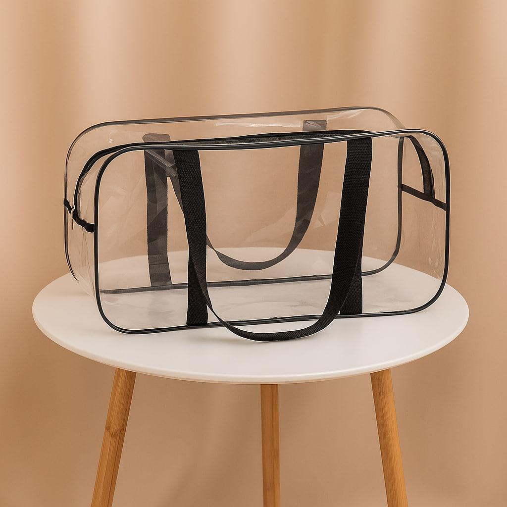 Прозора сумка в пологовий будинок BIG XL з посиленим кантом 50*23*32 BST Чорний, фото 1