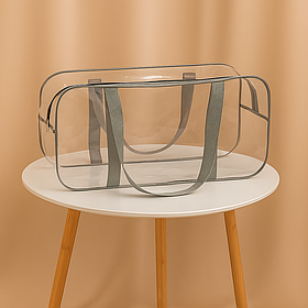 Прозора сумка в пологовий будинок BIG XL з посиленим кантом 50*23*32 BST Сірий