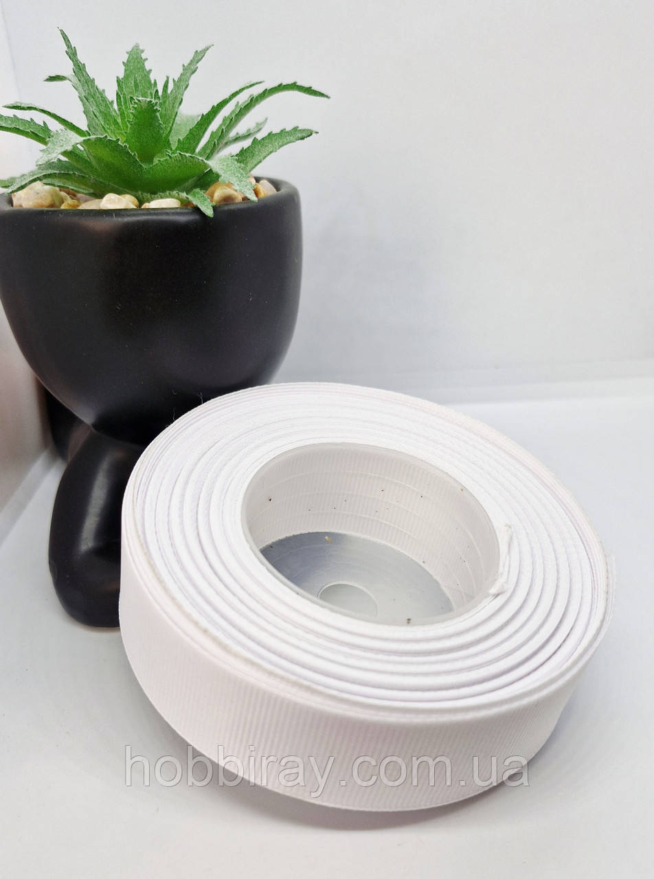 Репсова стрічка 2,5 см. 23 м. Цвет білий., фото 1