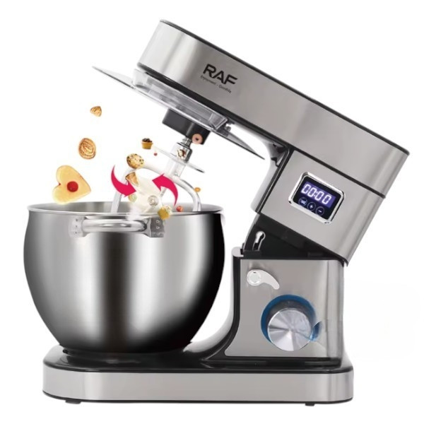 Кухонний комбайн із металевою чашею із нержавіючої сталі 3в1 8л 1800Вт Stand Mixer R.6603 Сірий, фото 1