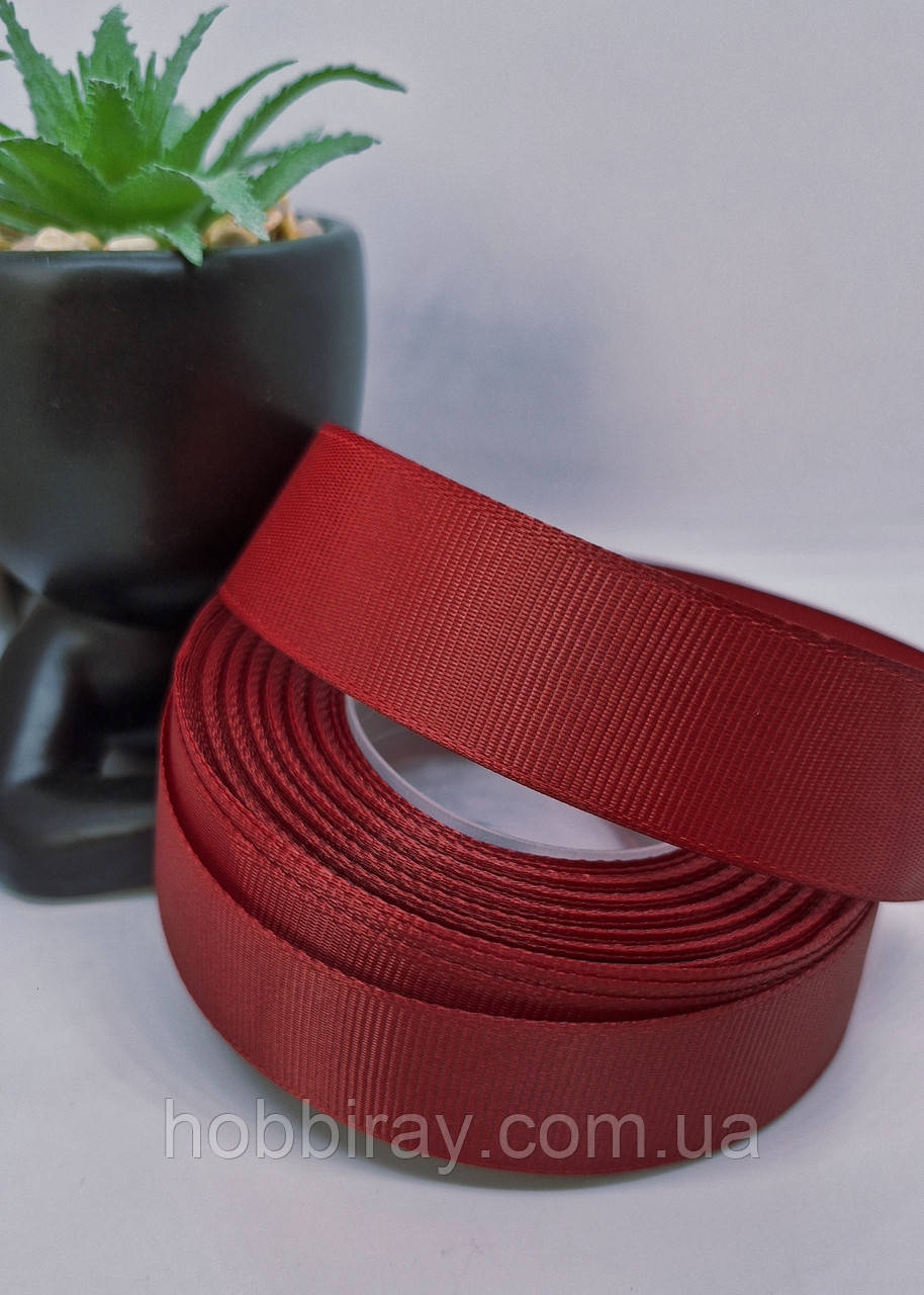 Стрічка репсова 2,5 см. Ціна за 1 метр. Колір вишня., фото 1