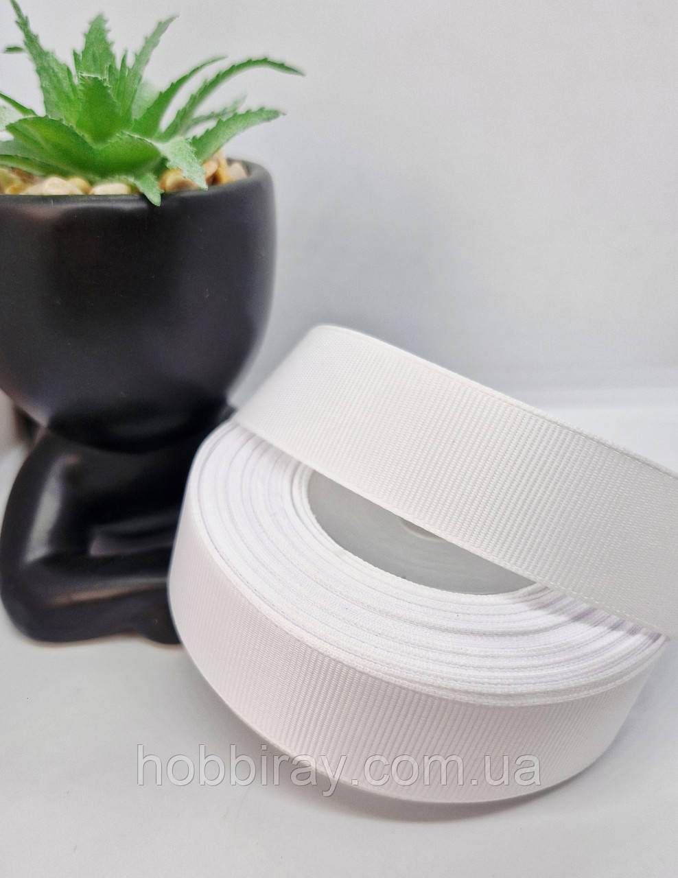 Стрічка репсова 2,5 см. Ціна за 1 метр. Колір білий., фото 1
