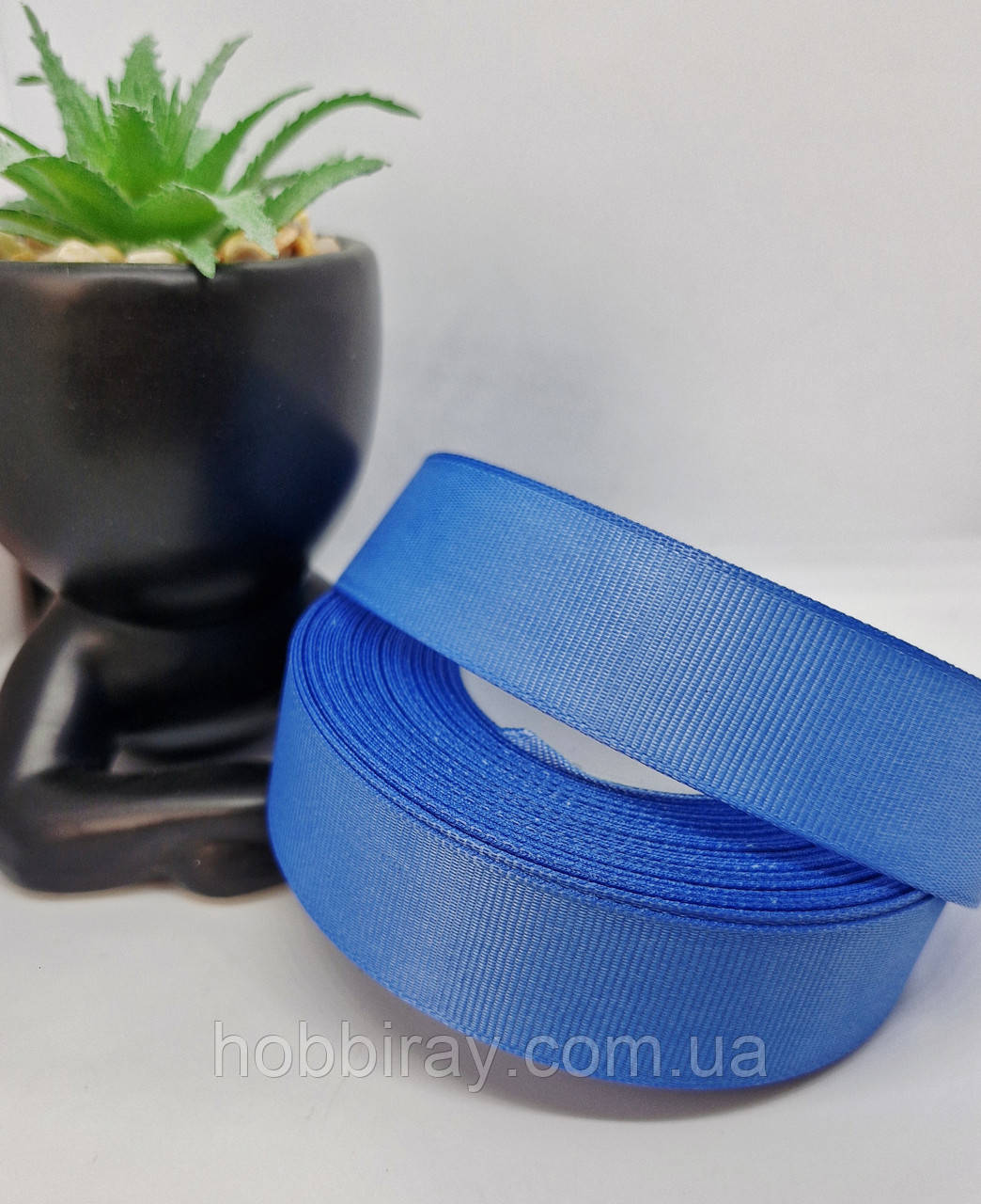 Стрічка репсова 2,5 см. Ціна за 1 метр. Колір світлий синій., фото 1