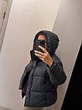Жіноча осінь-зима куртка з капюшоном на холофайбері — стильна та тепла куртка осінь-зима (розміри M, L, XL), фото 7